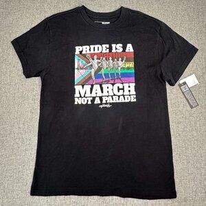 NEW! Gender Free Graphic T-Shirt "Pride is A March Not A Parade" Medium Cotton‎